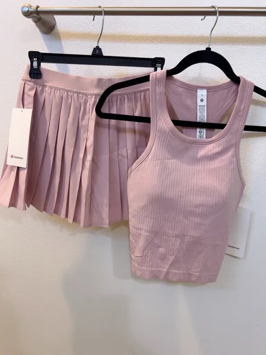 lululemon athletica Dresses & Skirts - lululemon athletica Pink Pleated Tennis Skirt with Matching Ribbed Tank